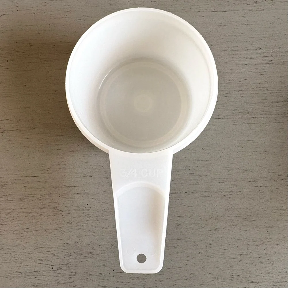 VTG Tupperware White Clear Measuring Cups Nesting 1 cup, 3/4 cup, 2/3 cup USA
